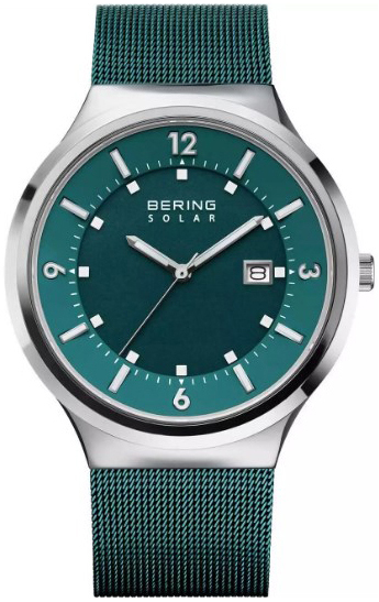 Bering Herreklokke 14442-808 Solar Grønn/Stål Ø42 mm
