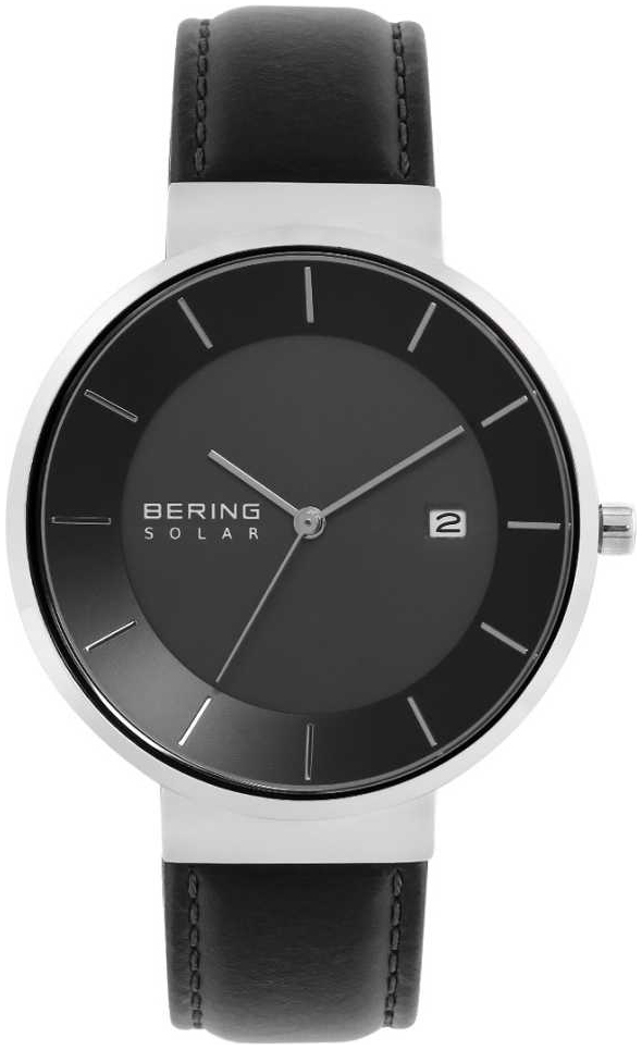 Bilde av Bering Herreklokke 14639-402 Solar Sort/lær Ø39 Mm