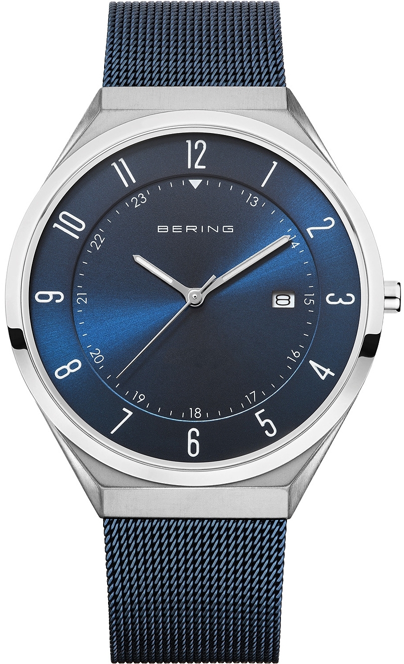 Bilde av Bering Herreklokke 18740-307 Ultra Slim Blå/stål Ø40 Mm