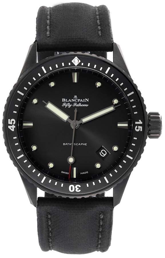 Bilde av Blancpain Herreklokke 5000-0130-b52a Fifty Fathoms Sort/lær Ø43.6 Mm