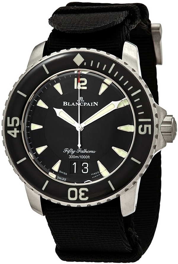 Bilde av Blancpain Herreklokke 5015-12b30-naba Fifty Fathoms Sort/tekstil Ø45