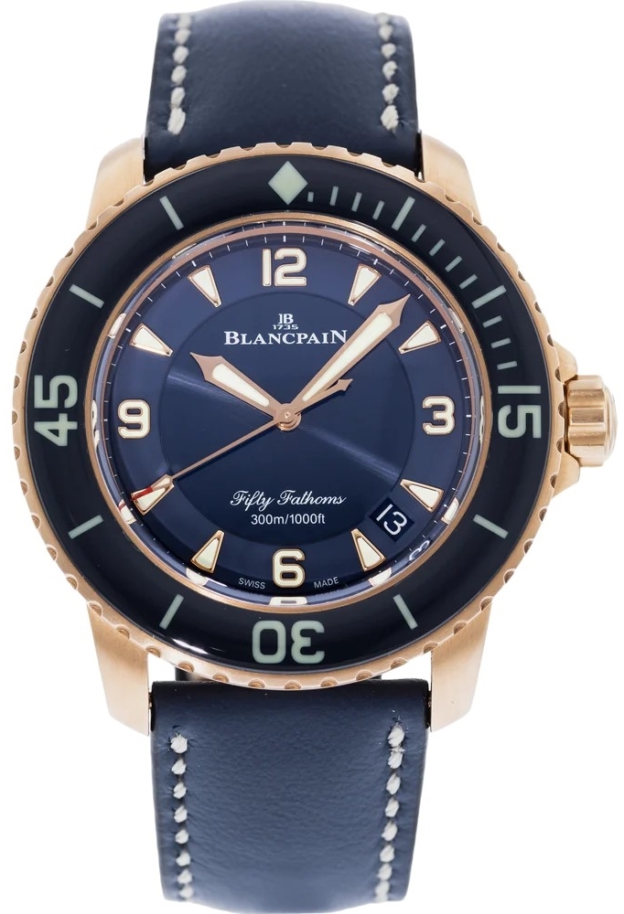 Bilde av Blancpain Herreklokke 5015-3603c-63b Fifty Fathoms Blå/gummi Ø45 Mm