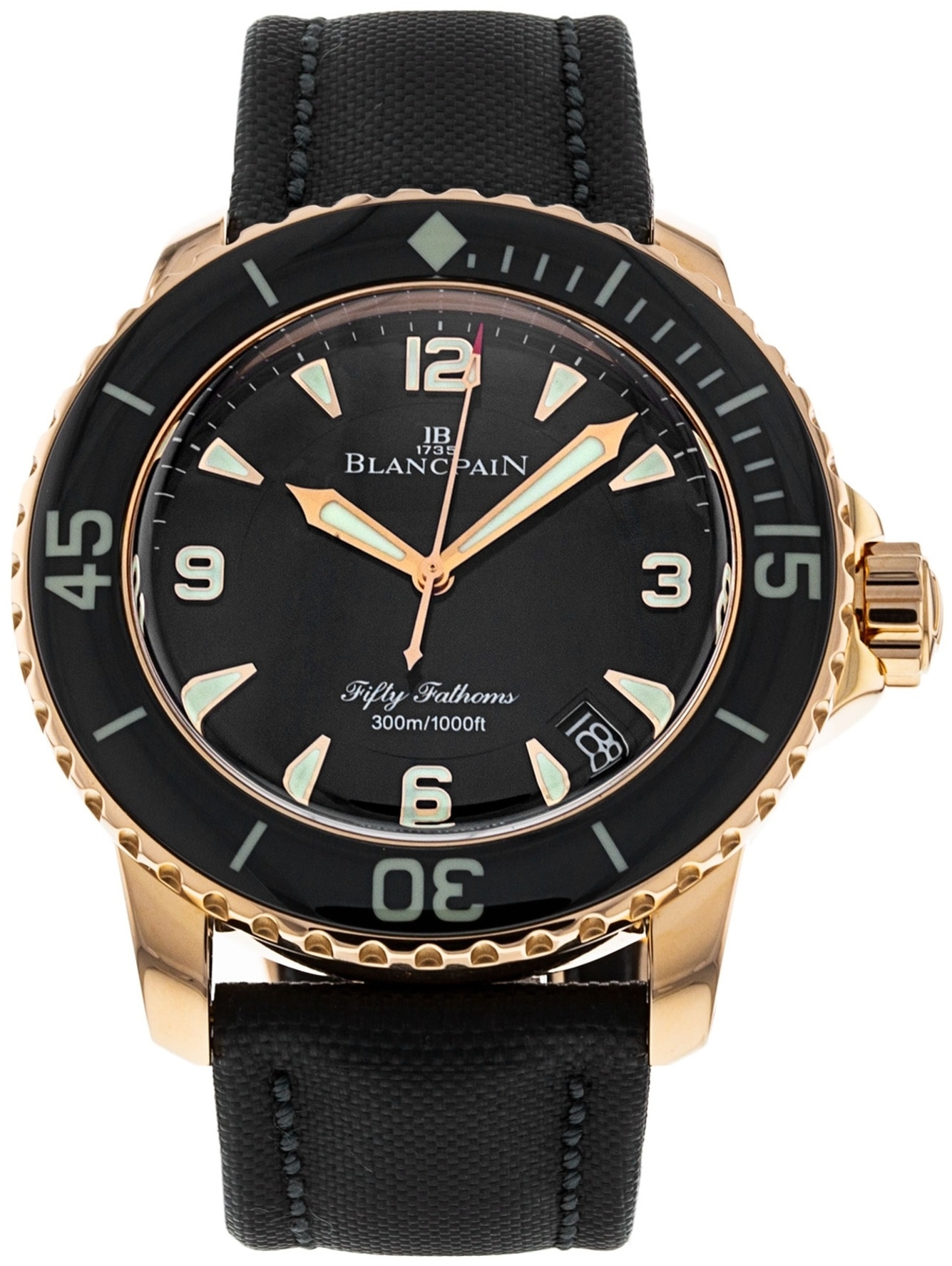 Bilde av Blancpain Herreklokke 5015-3630-52a Sport Fifty Fathoms Sort/tekstil