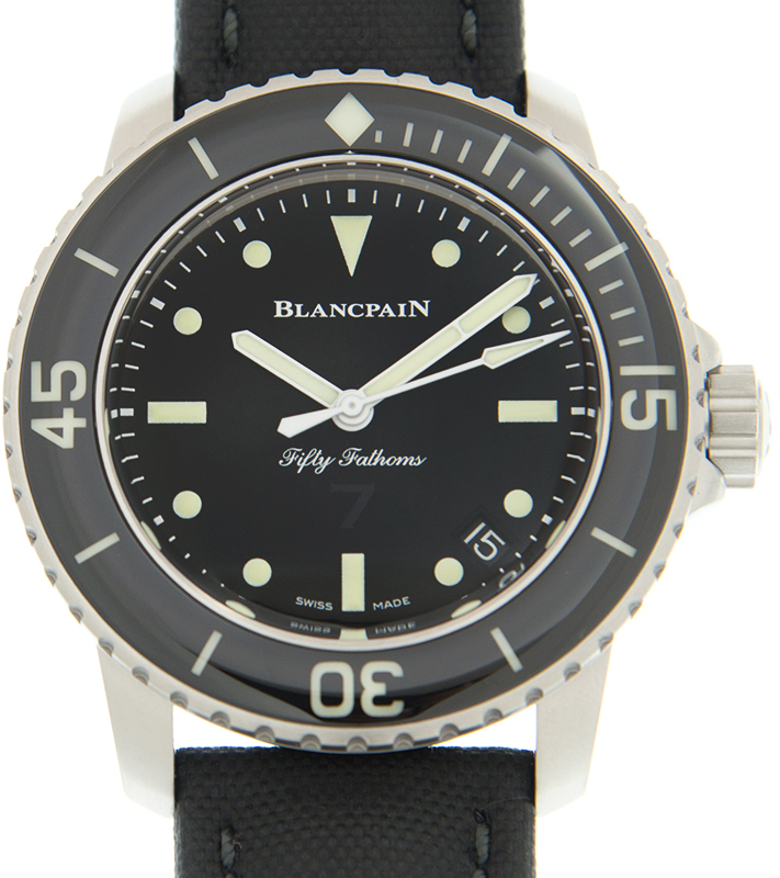 Bilde av Blancpain Fifty Fathoms Herreklokke 5015e-1130-b52a Sort/lær Ø45 Mm