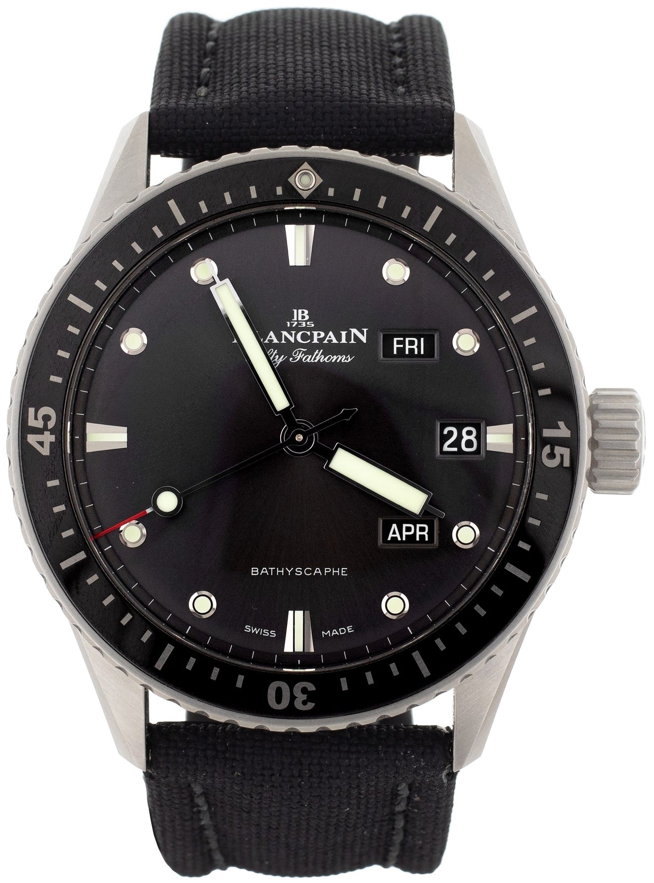 Bilde av Blancpain Herreklokke 5071-1110-b52a Fifty Fathoms Sort/lær Ø43 Mm