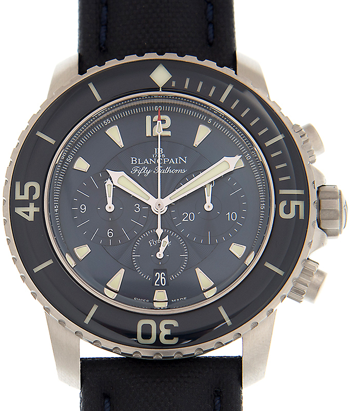 Bilde av Blancpain Herreklokke 5085fb-1140-52b Fifty Fathoms Blå/lær Ø45 Mm