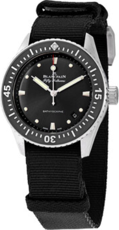 Bilde av Blancpain Herreklokke 5100b-1110-naba Fifty Fathoms Sort/tekstil Ø38