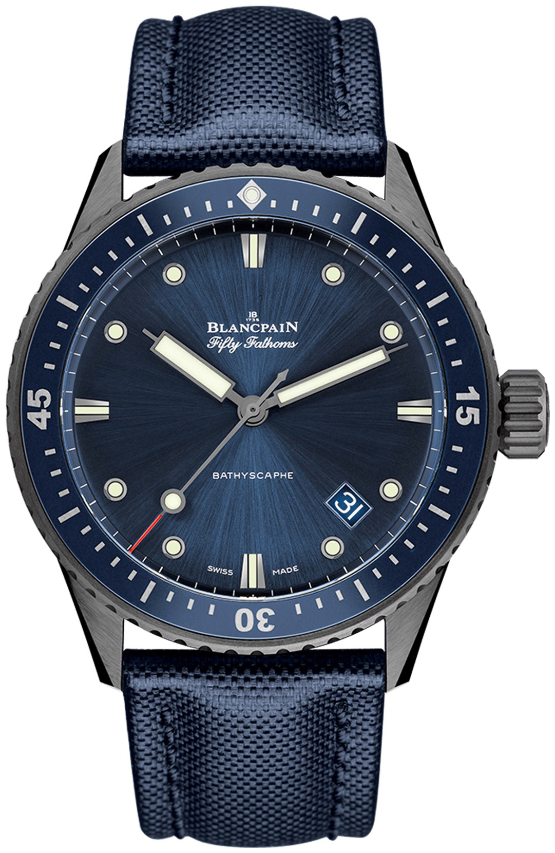 Bilde av Blancpain Herreklokke 5200-0240-o52a Fifty Fathoms Blå/lær Ø43.6 Mm