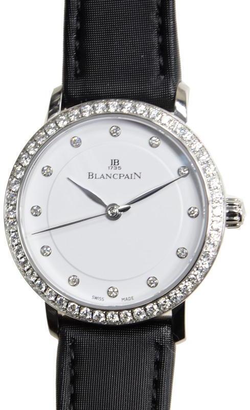 Bilde av Blancpain Dameklokke 6102-4628-95a Villeret Ultraflach Hvit/tekstil