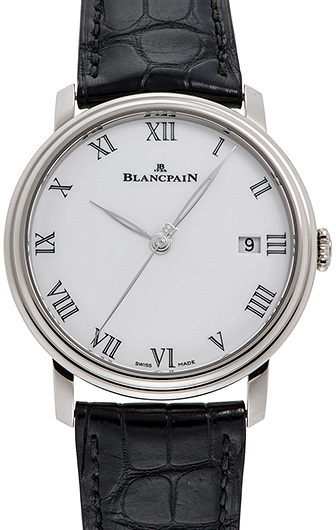 Bilde av Blancpain Herreklokke 6630-1531-55b Villeret Hvit/lær Ø42 Mm