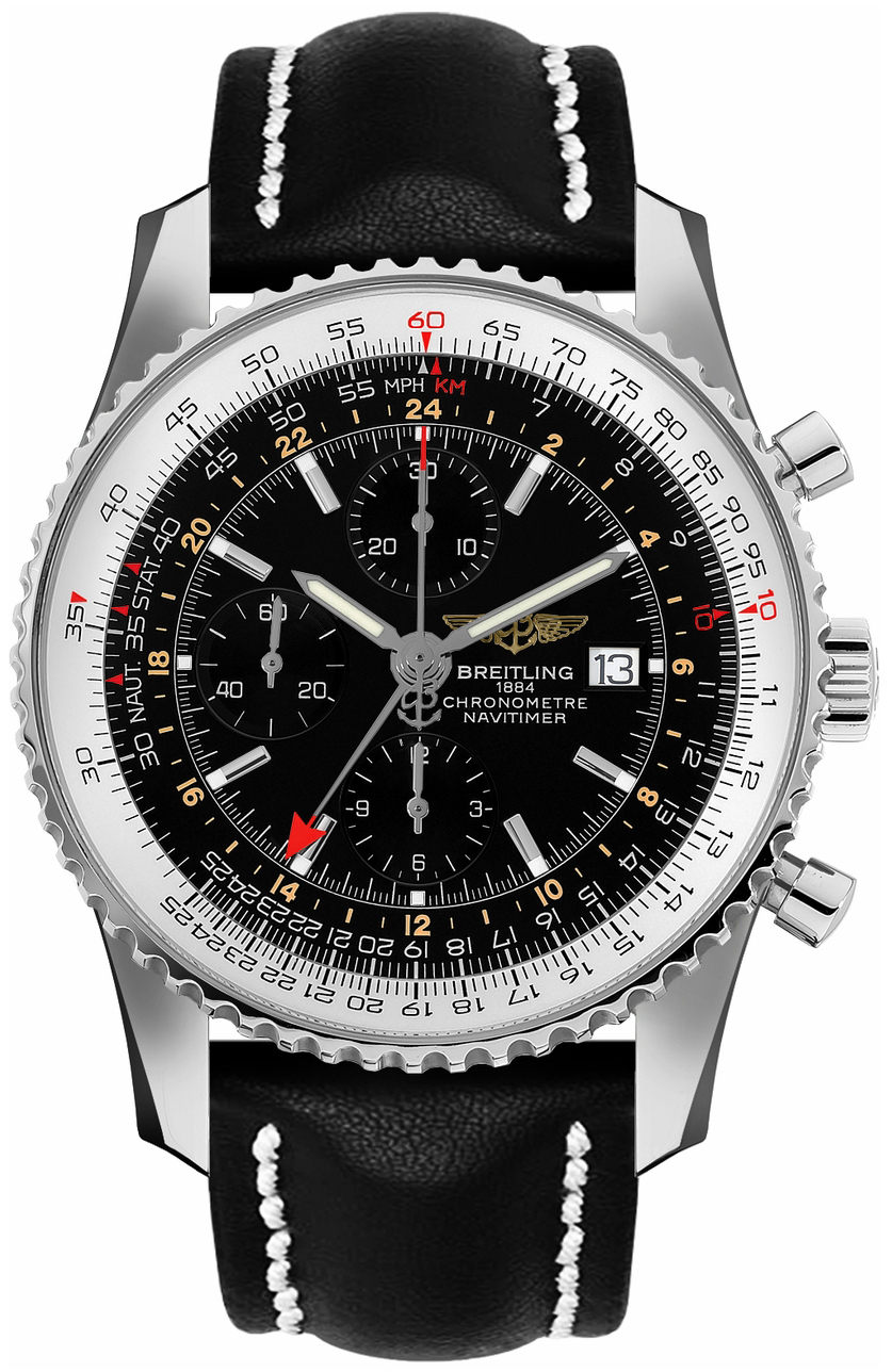 Bilde av Breitling Herreklokke A24322121b1x1 Navitimer World Sort/lær Ø46 Mm