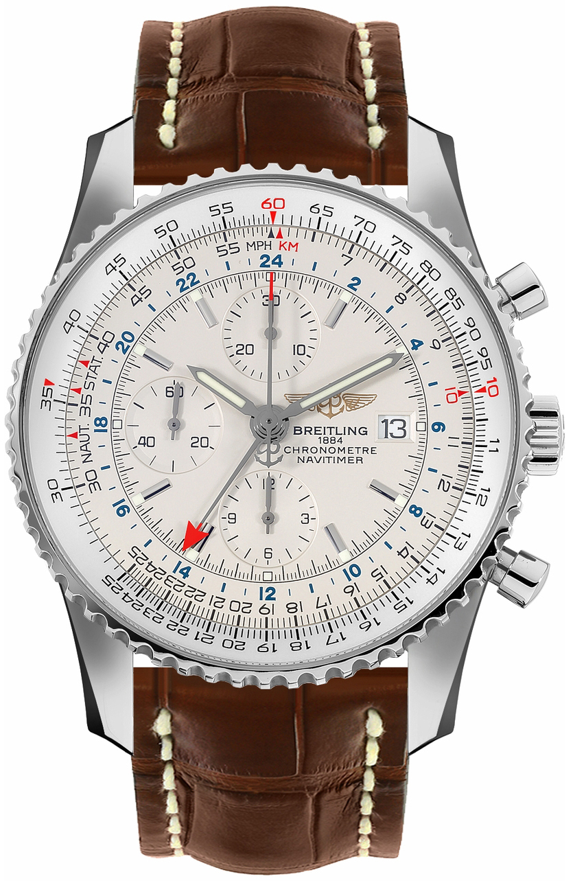 Bilde av Breitling Herreklokke A24322121g1p1 Navitimer World Sølvfarget/lær