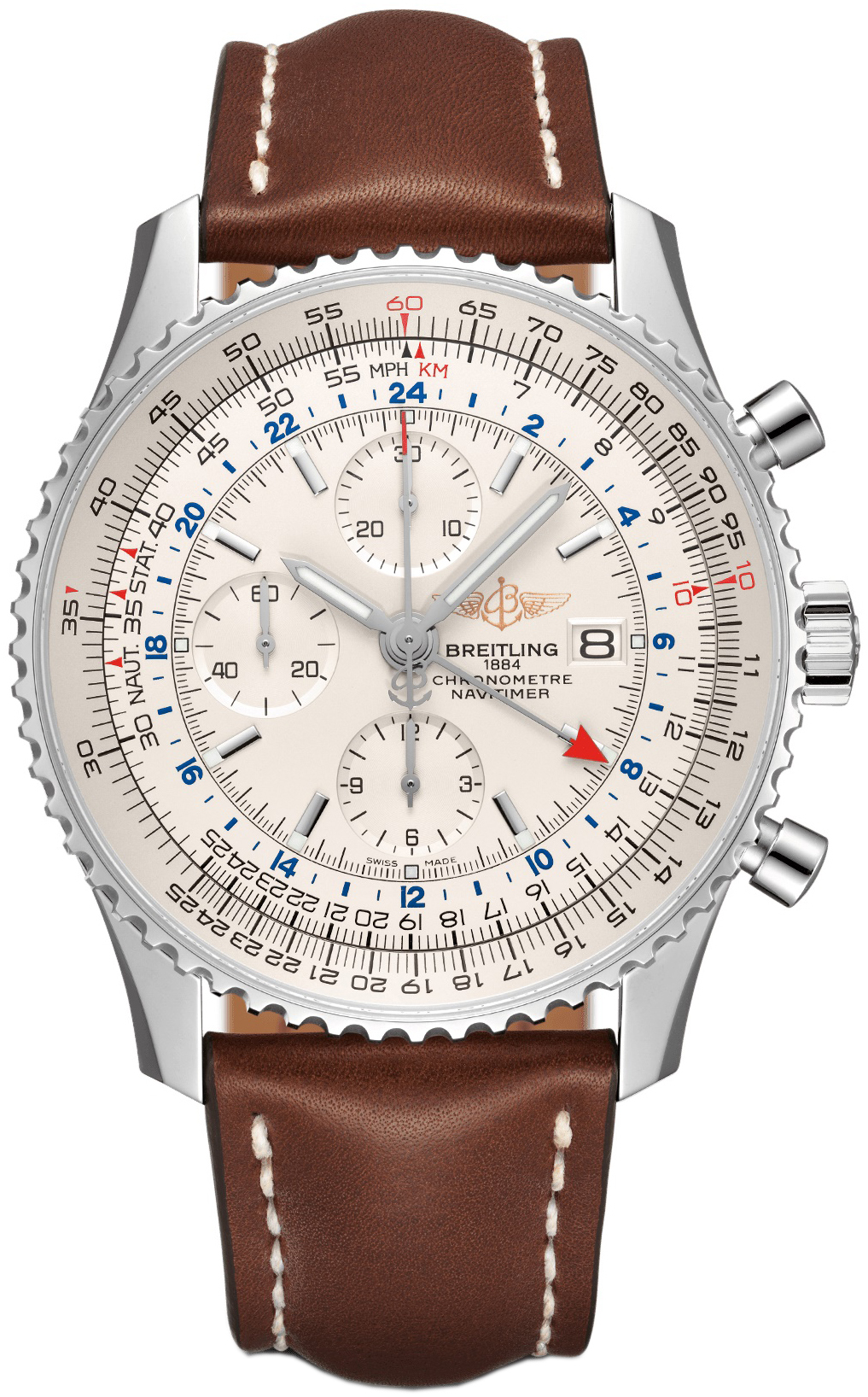 Bilde av Breitling Herreklokke A24322121g1x1 Navitimer World Sølvfarget/lær