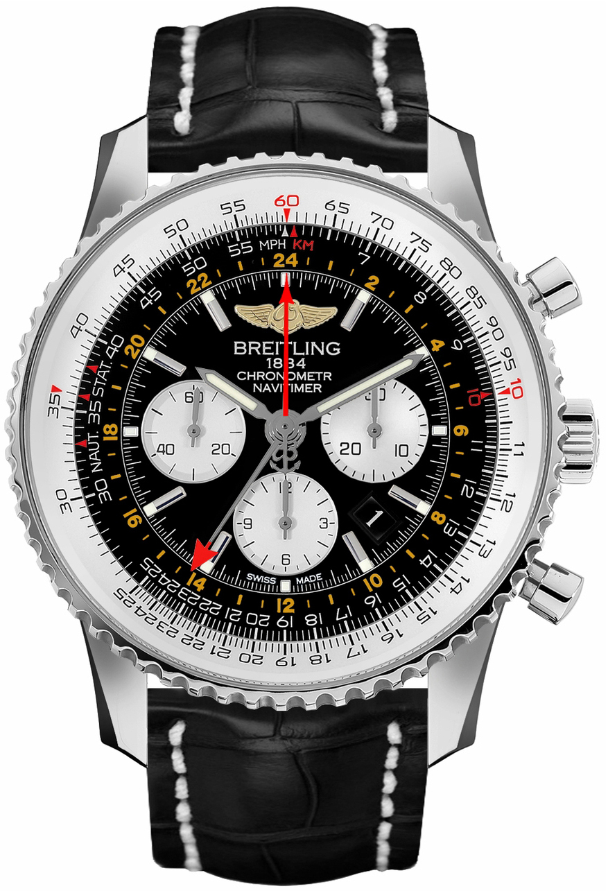 Bilde av Breitling Herreklokke Ab0441211b1p1 Navitimer Gmt Sort/lær Ø48 Mm