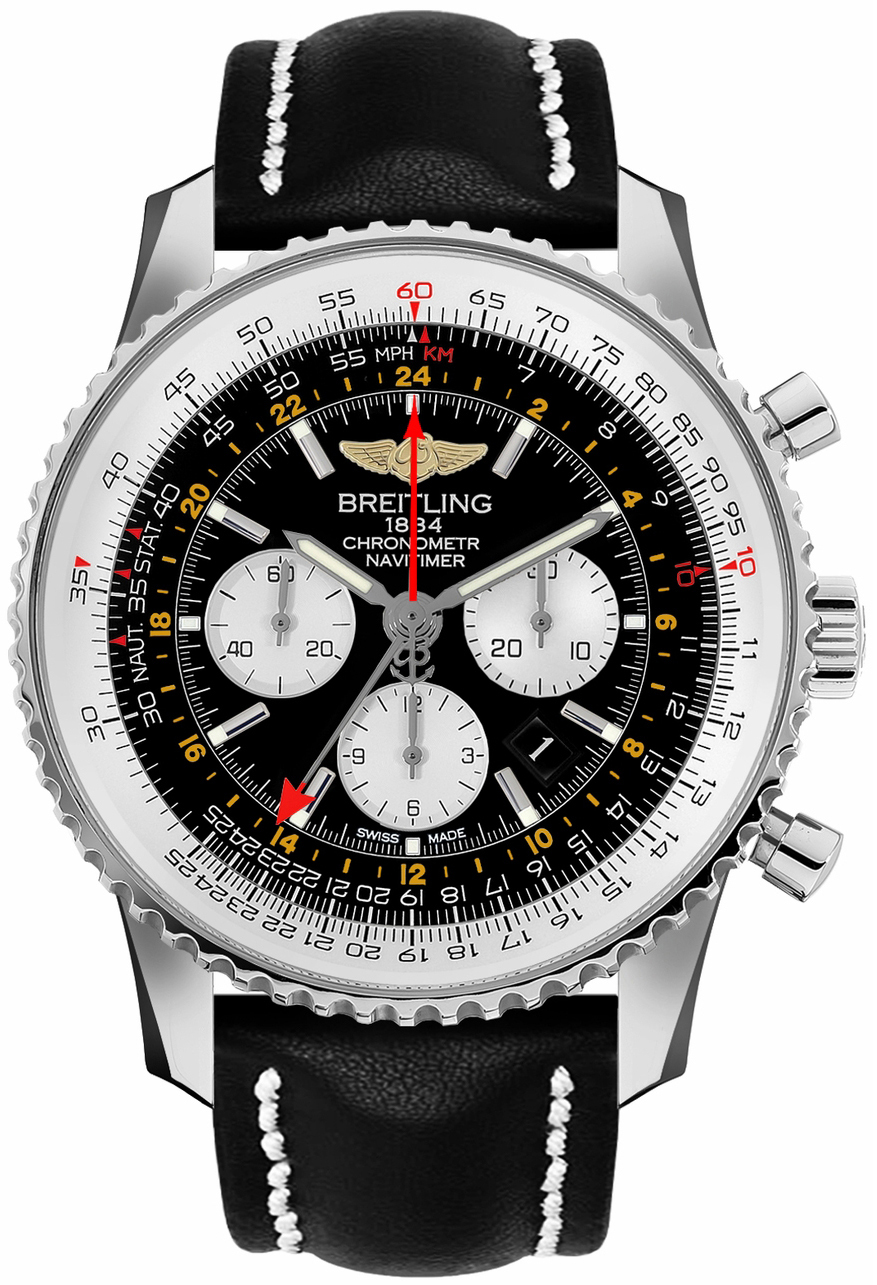 Bilde av Breitling Herreklokke Ab0441211b1x1 Navitimer Gmt Sort/lær Ø48 Mm