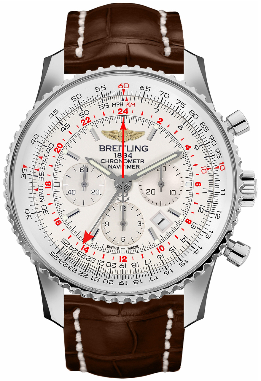 Bilde av Breitling Herreklokke Ab0441211g1p1 Navitimer Gmt Sølvfarget/lær