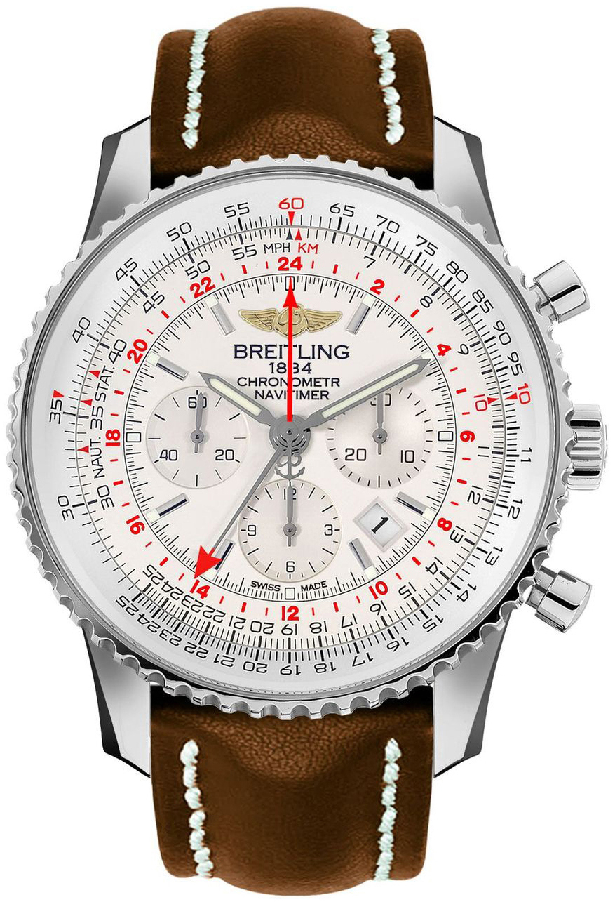 Bilde av Breitling Herreklokke Ab0441211g1x1 Navitimer Gmt Sølvfarget/lær