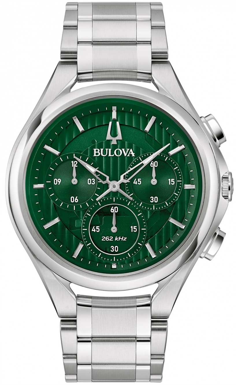 Bulova Herreklokke 96A297 Curv Grønn/Stål Ø45 mm
