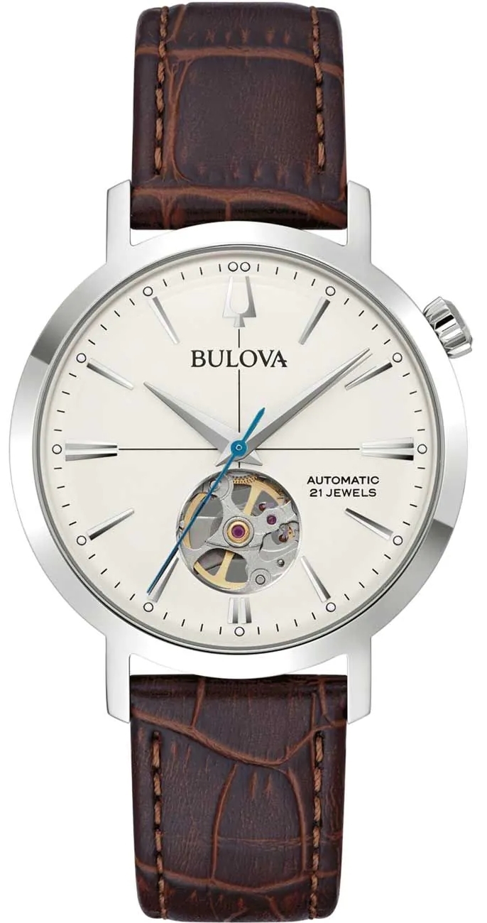 Bulova Herreklokke 96A318 Aerojet Antikkhvit/Lær Ø38 mm