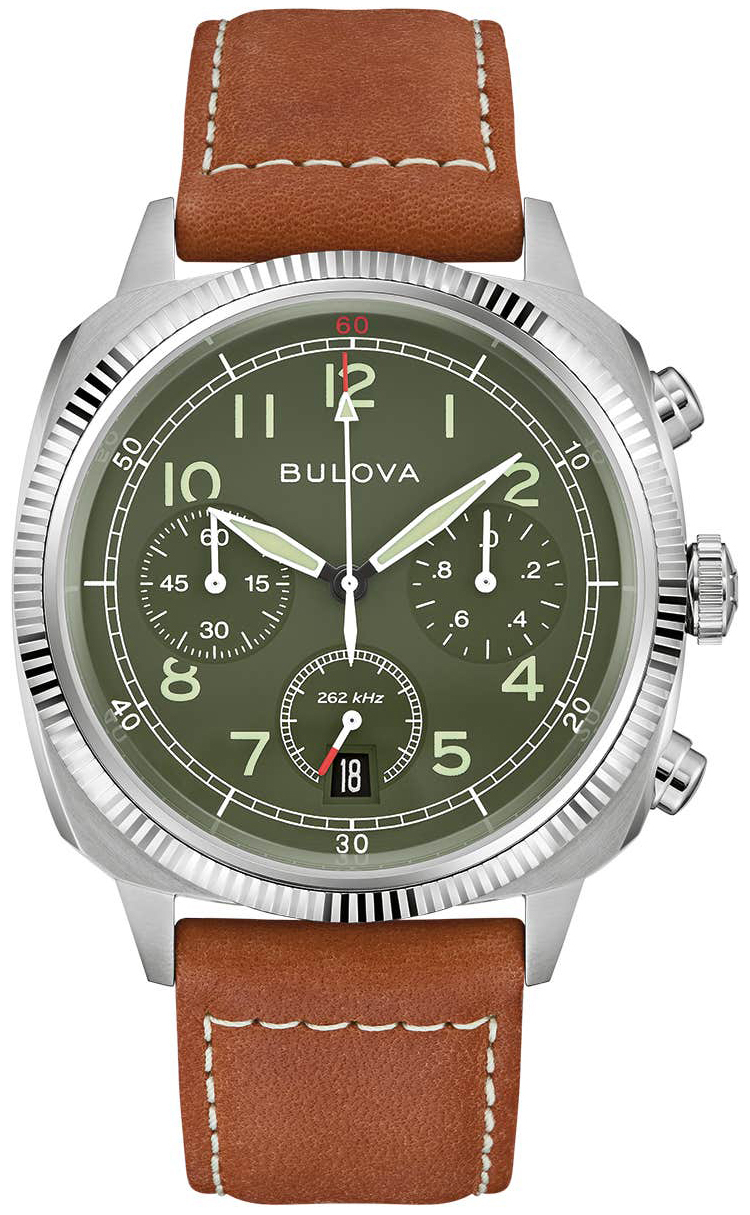 Bulova Herreklokke 96B482 Military Grønn/Lær