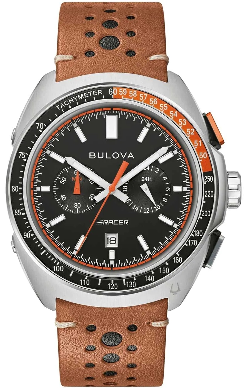 Bulova Herreklokke 98B427 Racer Sort/Lær Ø42 mm