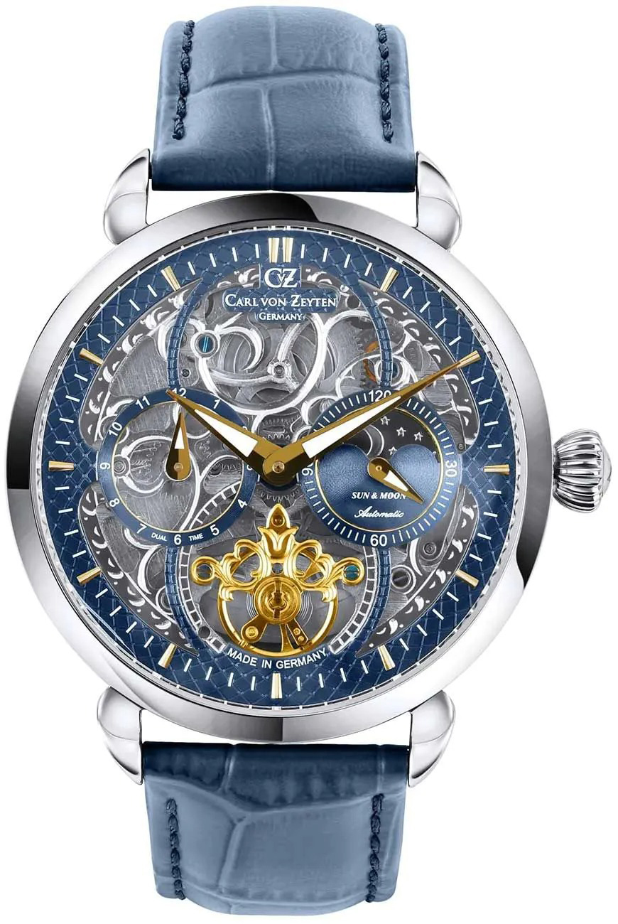Carl von Zeyten Herreklokke CVZ0005BLGS Neukirch Blå/Lær Ø45 mm