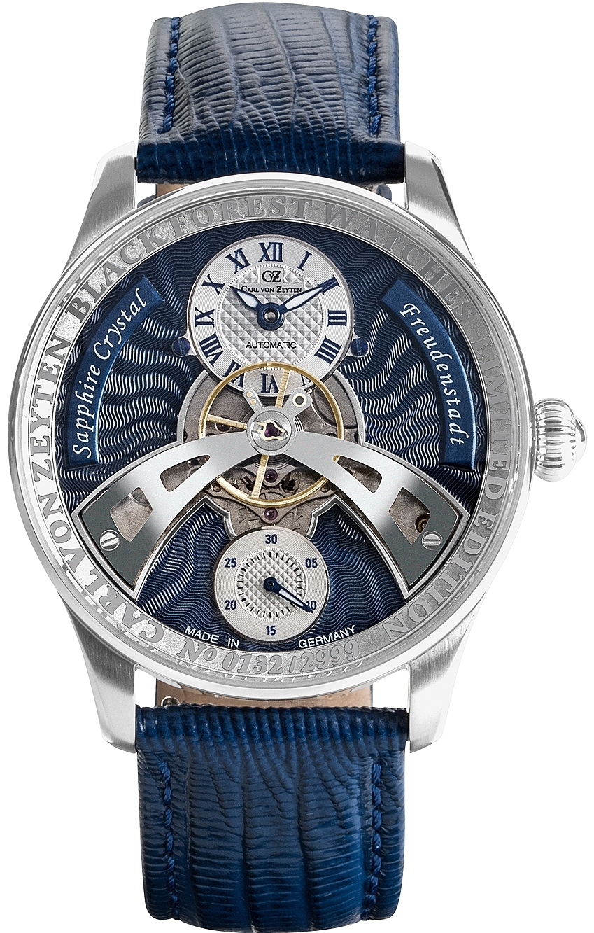 Carl von Zeyten Herreklokke CVZ0043BLS Freudenstadt Blå/Lær Ø42 mm