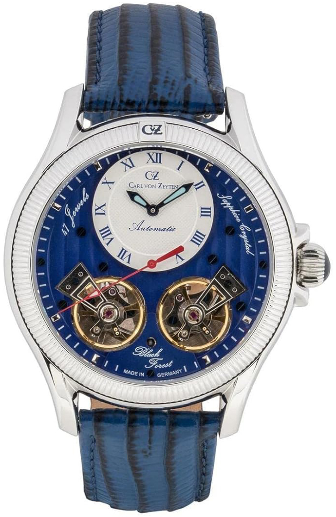 Carl von Zeyten Herreklokke CVZ0084SBLS Waldhaus Blå/Lær Ø46 mm