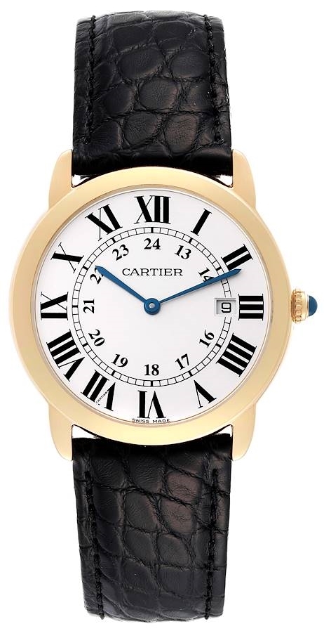Cartier Ronde Herreklokke W6700455 Sølvfarget/Lær Ø36 mm