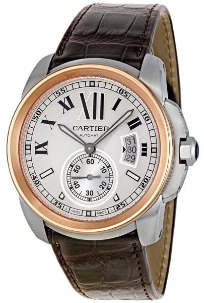 Cartier Calibre de Cartier Herreklokke W7100039 Sølvfarget/Lær Ø42 - Cartier