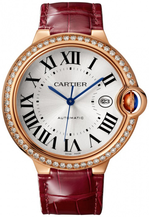 Cartier Ballon Bleu WJBB0035 Sølvfarget/Lær Ø42 mm