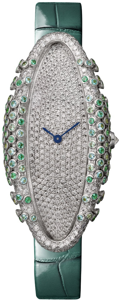 Cartier Baignoire Dameklokke WJLI0015 Diamantsmykket/Lær