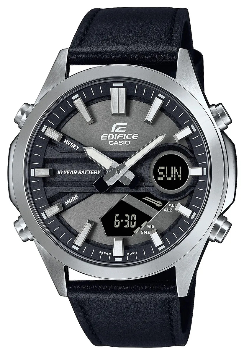 Casio Herreklokke EFV-C120L-8AEF Edifice Grå/Lær Ø45.5 mm