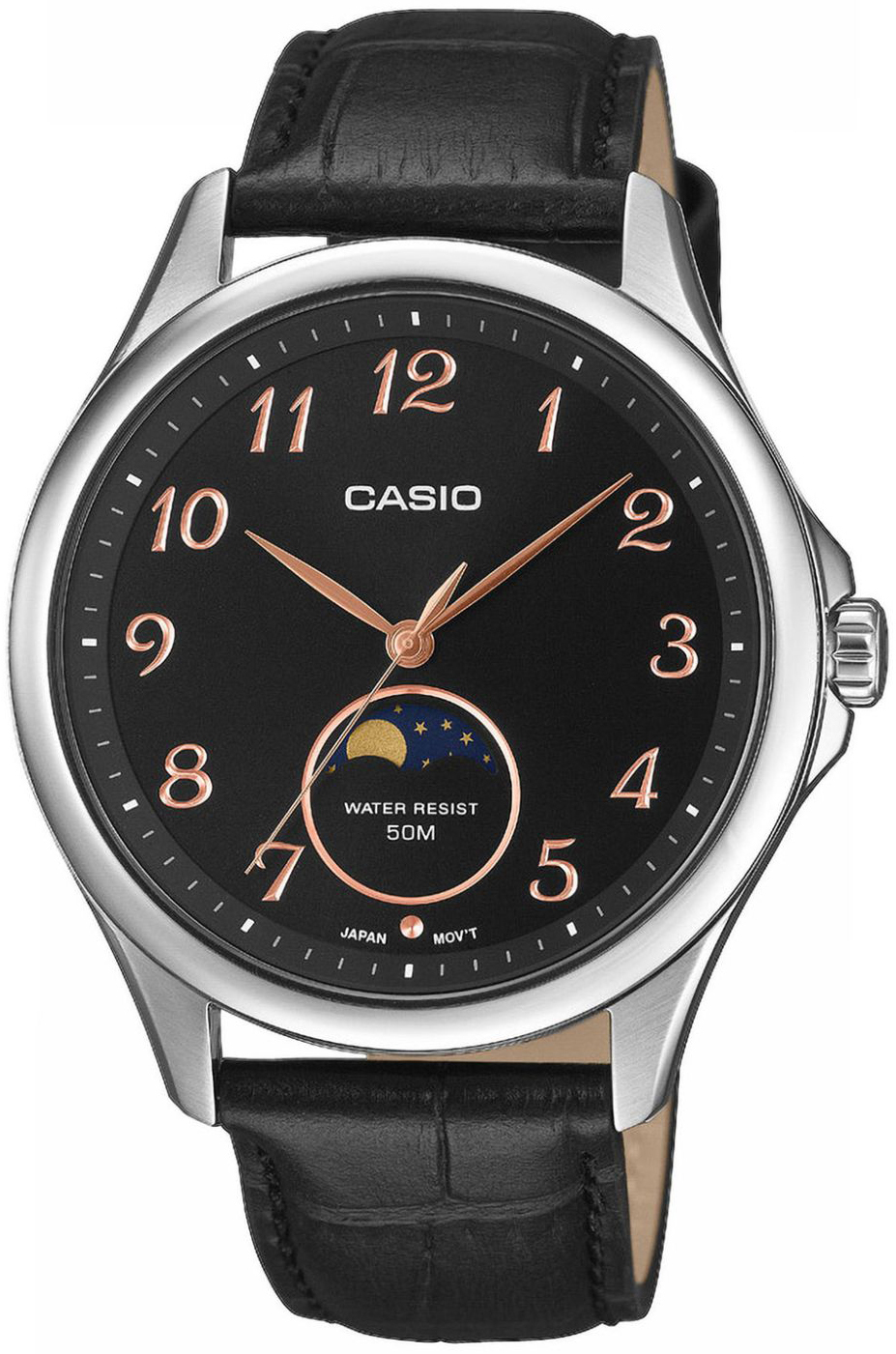 Casio Herreklokke MTP-M110L-1AVER Timeless Collection Sort/Lær Ø42