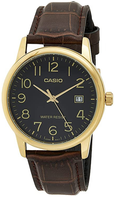 Casio Herreklokke MTP-V002GL-1BUDF Classic Sort/Lær Ø44 mm