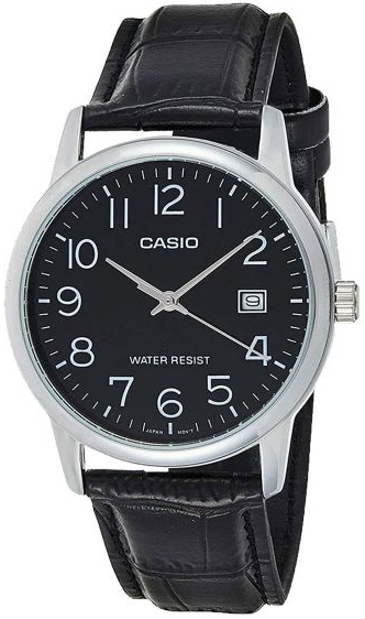 Casio Herreklokke MTP-V002L-1BUDF Classic Sort/Lær Ø37 mm
