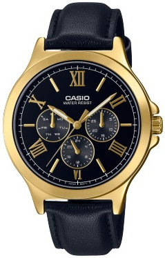 Casio Herreklokke MTP-V300GL-1AUDF Classic Sort/Lær Ø41.5 mm