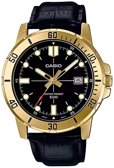 Casio Herreklokke MTP-VD01GL-1EVUDF Classic Sort/Lær Ø45 mm