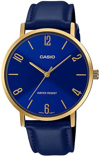 Casio Herreklokke MTP-VT01GL-2B2UDF Classic Blå/Lær Ø40 mm