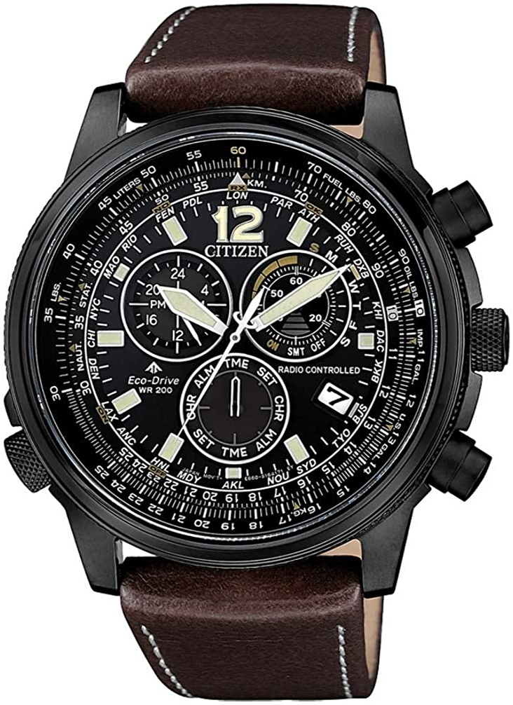 Citizen Herreklokke CB5865-15E Radio Controlled Sort/Lær Ø43 mm