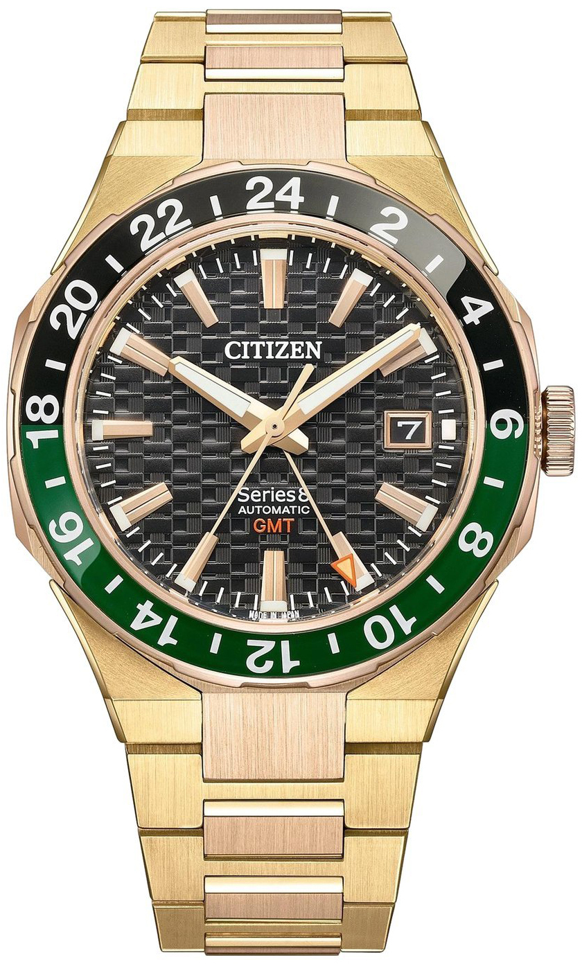 Citizen Herreklokke NB6033-51E Series 8 Gmt Sort/Gulltonet stål Ø41