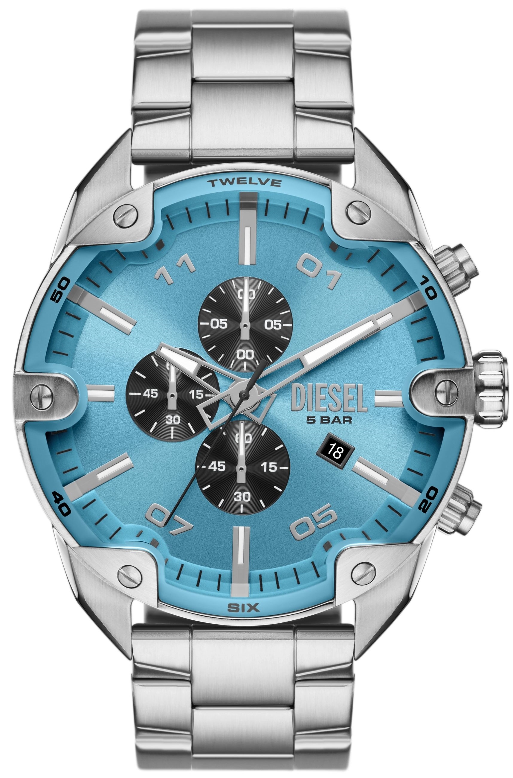 Diesel Herreklokke DZ4655 Spiked Blå/Stål Ø49 mm