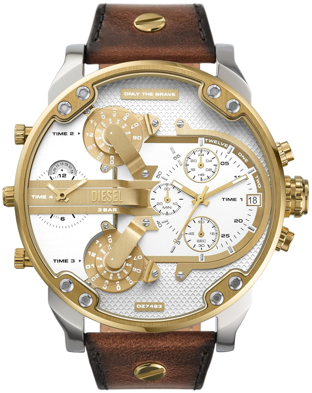 Diesel Herreklokke DZ7483 Mr. Daddy Sølvfarget/Lær Ø57 mm