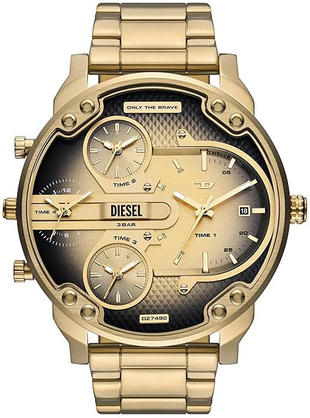 Diesel Herreklokke DZ7490 Mr. Daddy Gull/Gulltonet stål Ø54 mm