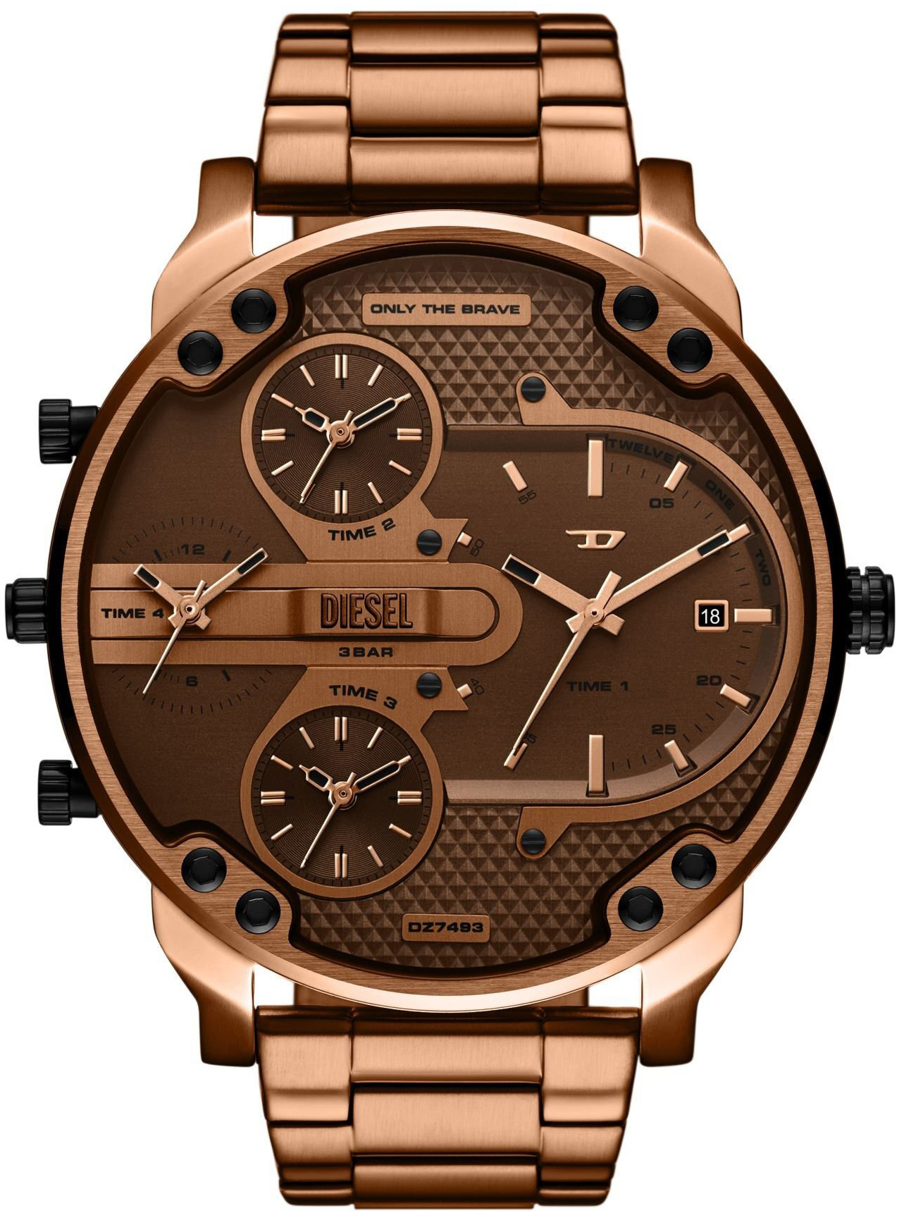 Diesel Herreklokke DZ7493 Mr. Daddy Brun/Rose-gulltonet stål Ø54 mm