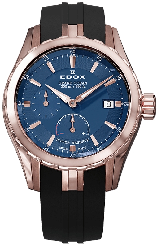 Edox Herreklokke 94500-37RCA-BUIR Grand Ocean Blå/Gummi Ø40 mm