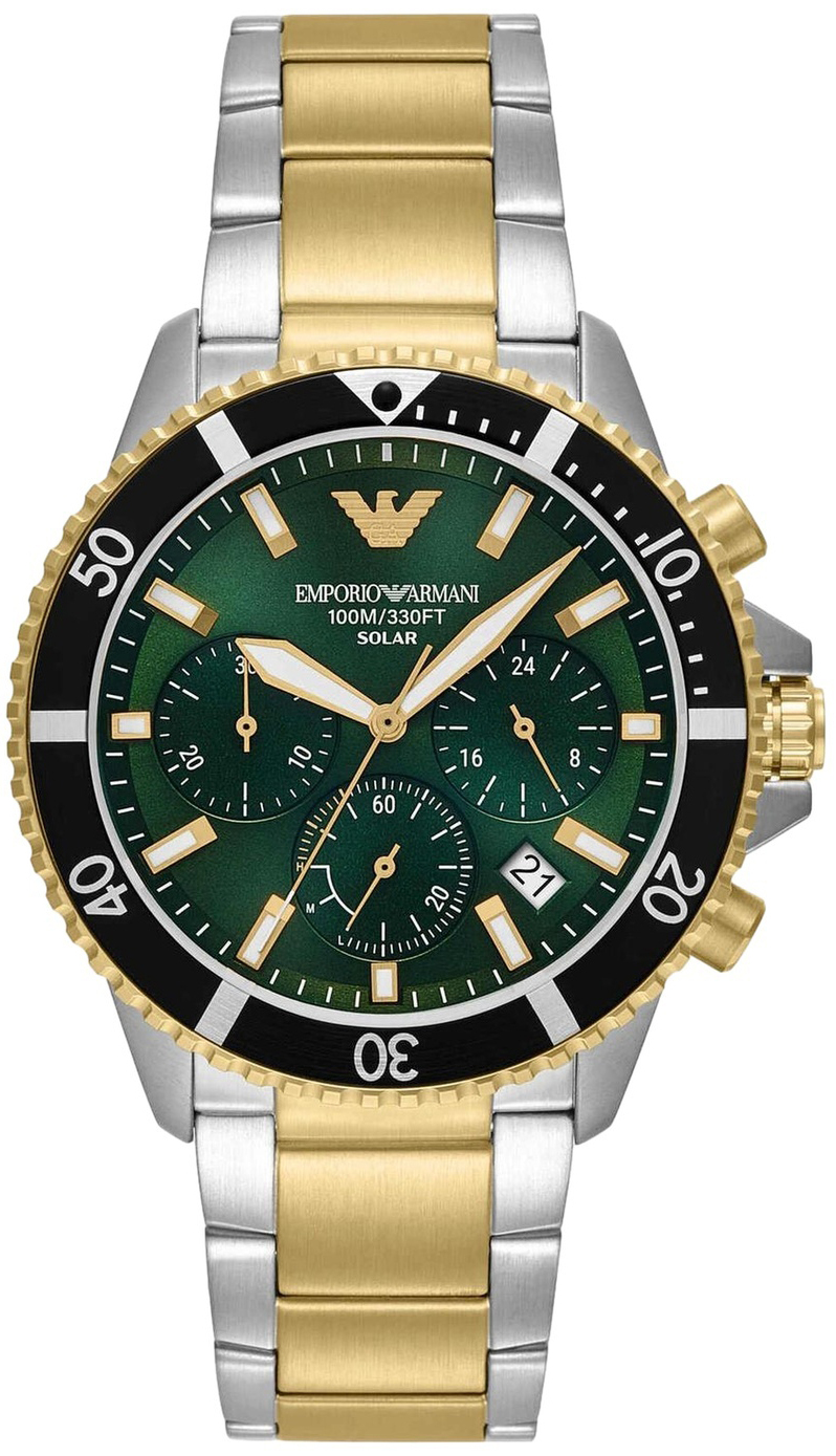 Emporio Armani Herreklokke AR11695 Solar Grønn/Gulltonet stål Ø43