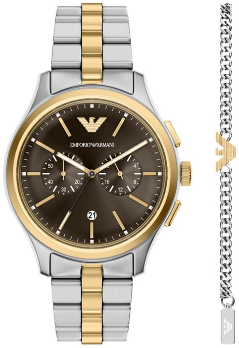 Emporio Armani Herreklokke AR80084SET Brun/Gulltonet stål Ø42 mm