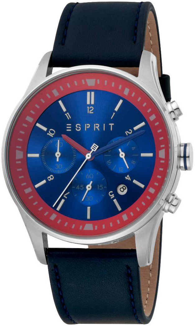 Esprit Herreklokke ES1G209L0025 Blå/Lær Ø42 mm