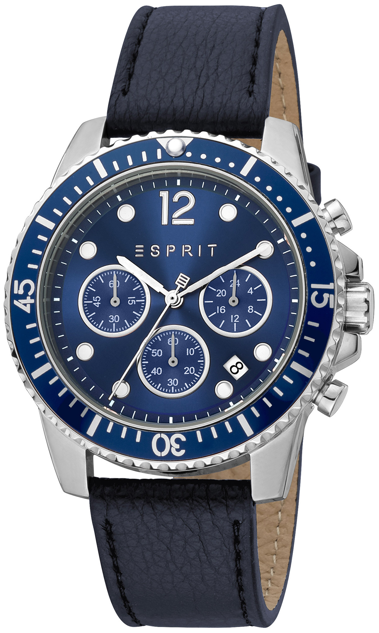 Esprit Herreklokke ES1G373L0025 Classic Blå/Lær Ø43 mm
